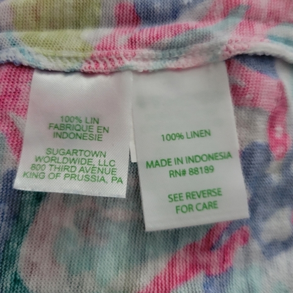 Lilly pulitzer Hartwell Boxy LINEN V- neck top. - Picture 9 of 11